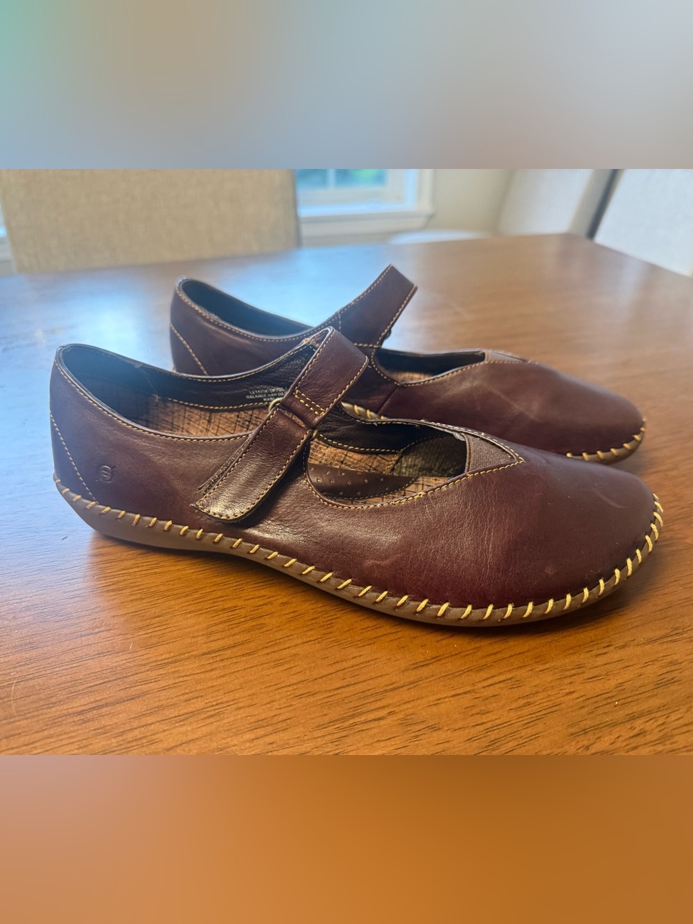 Born W9997 G3 Brown Leather Mary Jane Flats 11/42 Boho Comfort Shoes